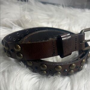 Vintage Flash & Partners Studded Brown Leather Belt Men’s Size 32 Made In Italy